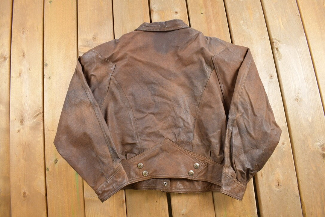 Vintage 1980s Linea Privata Brown Leather Jacket / Fall Outerwear / Leather Coat / Streetwear Fashion / 80s Jacket / Cropped