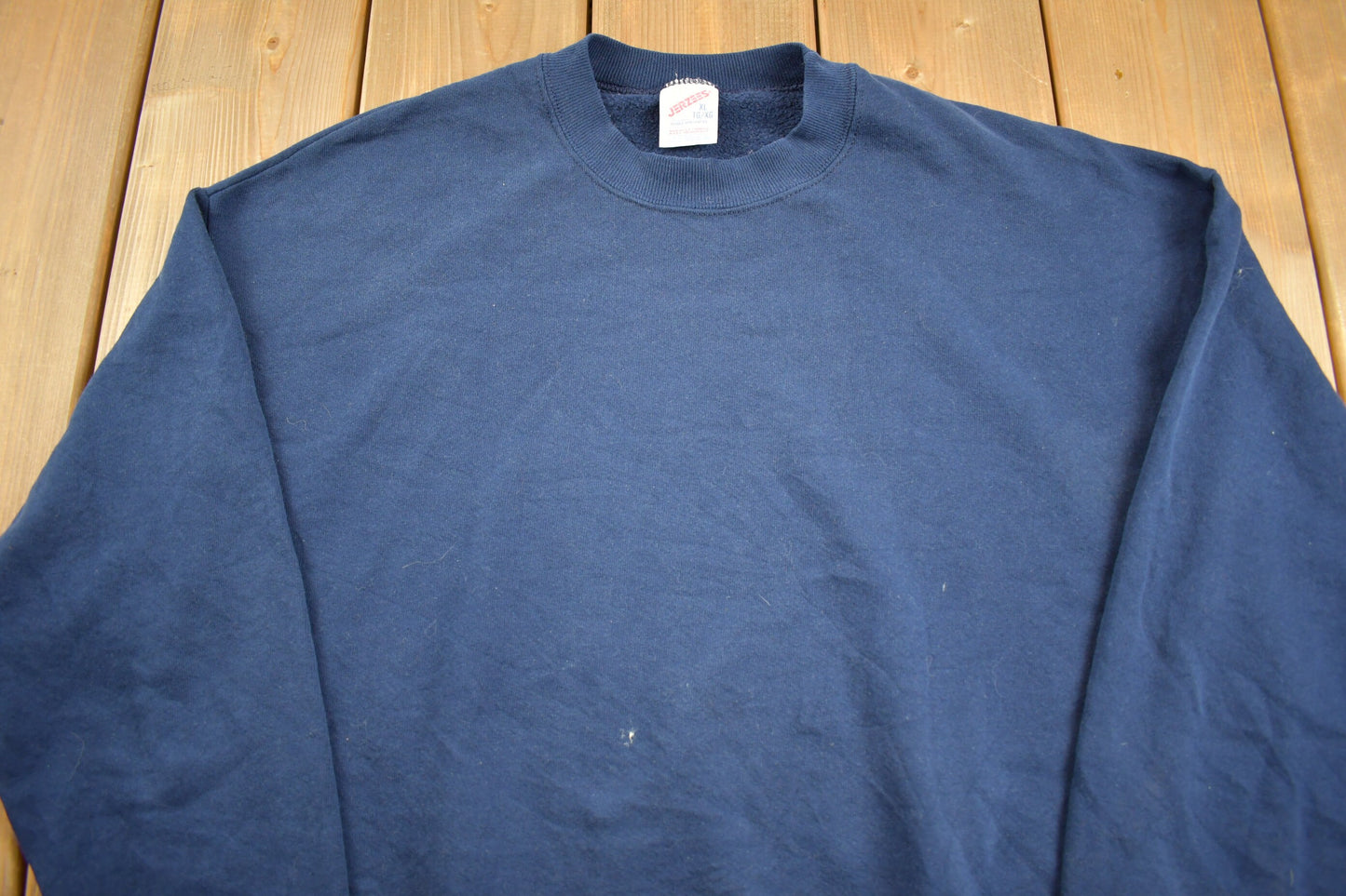 Vintage 1990s Navy Blue Jerzees Blank Crewneck Sweatshirt / 90s Crewneck / Blue Crewneck / Athleisure / Streetwear / 90s Blank / Made In USA