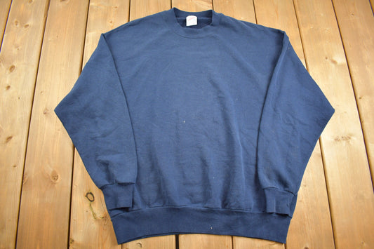 Vintage 1990s Navy Blue Jerzees Blank Crewneck Sweatshirt / 90s Crewneck / Blue Crewneck / Athleisure / Streetwear / 90s Blank / Made In USA