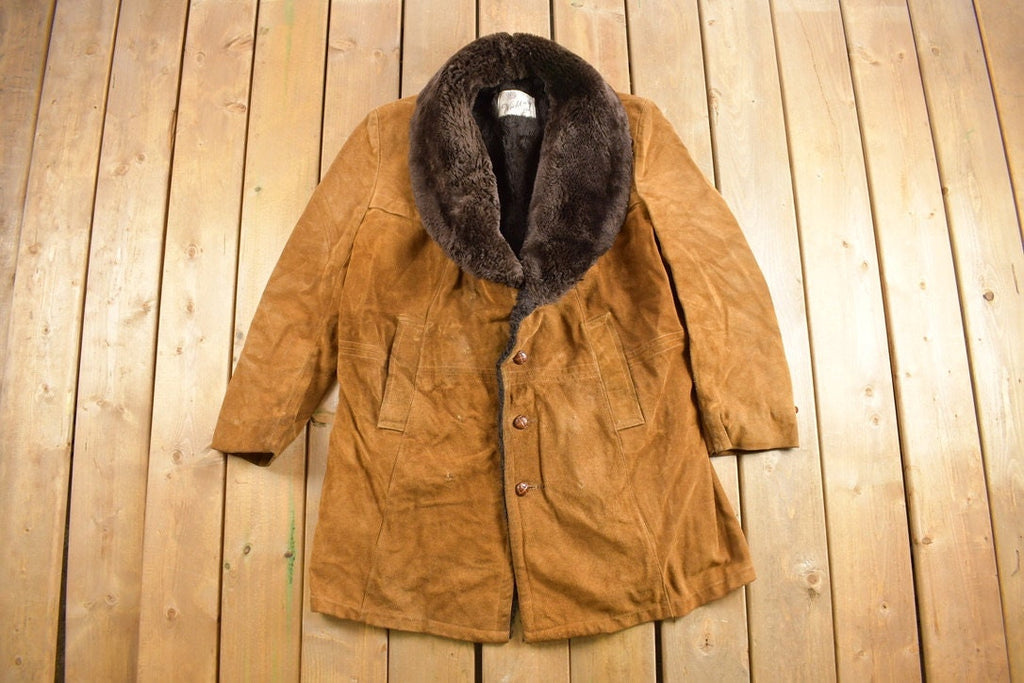 Vintage 1970s Wickbury Fur Lined Suede Coat