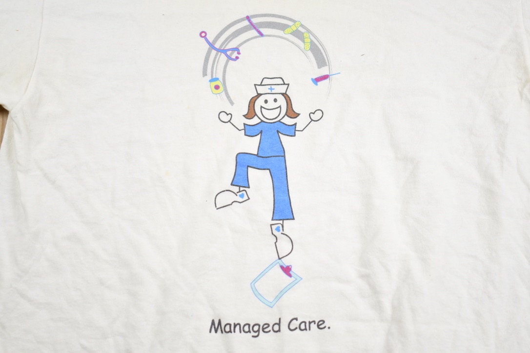 Vintage 1990s Nurse Mates Managed Care Graphic T-Shirt