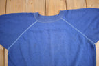 Vintage 1960s Blank Blue Short Sleeve Raglan Sweatshirt