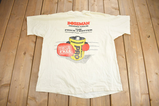 Vintage 1990s Bossman Battery Graphic T Shirt / Vintage T Shirt / Streetwear / Graphic Tee / Single Stitch / Made In Canada