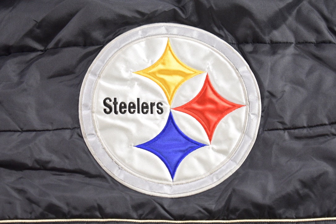 Vintage 1990s Pittsburgh Steelers NFL Puffer / Football / Sportswear / Full Zip / Embroidered / Starter Jacket
