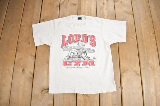 Vintage 1990 Lord's Gym Graphic Living Epistles Youth T-Shirt / Jesus Tee / 90s Streetwear / Bench Press This / Christian / Made In USA