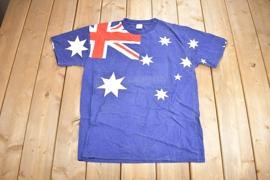 Vintage 1990s Australian Flag All Over Print Graphic T Shirt / Vintage T Shirt / Streetwear / Graphic Tee / Flag Shirt