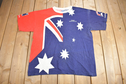 Vintage 1990s Team Australia Australian Flag All Over Print Graphic T Shirt / Vintage T Shirt / Streetwear / Graphic Tee / Flag Shirt