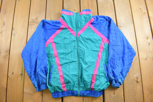 Vintage 1990s Rock Caluals Creek Color Block Windbreaker Jacket / Colorful / Athletic Spring Summer Sportswear / Streetwear / Athleisure