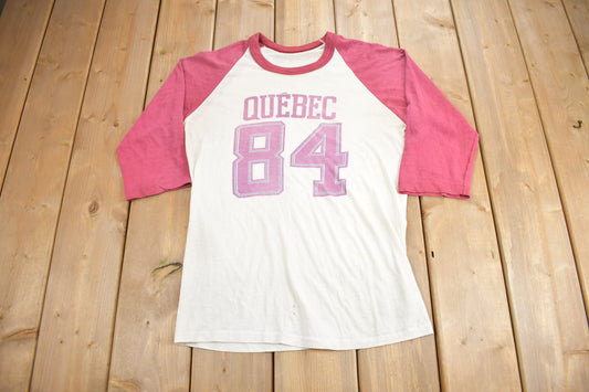 Vintage 1984 Quebec Graphic Raglan T Shirt / Vintage T Shirt / Streetwear / Graphic Tee / Single Stitch / Made In Canada