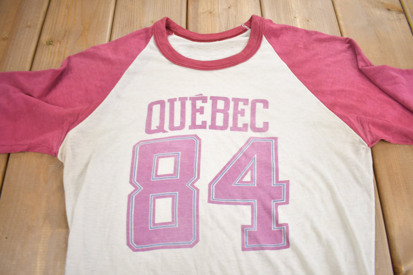 Vintage 1984 Quebec Graphic Raglan T Shirt / Vintage T Shirt / Streetwear / Graphic Tee / Single Stitch / Made In Canada