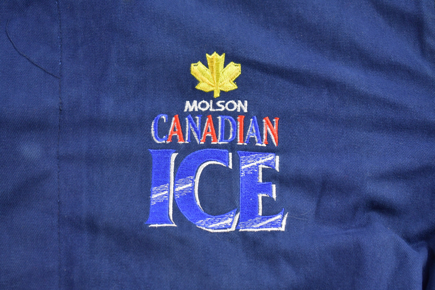 Vintage 1990s Molson Canadian Ice Leather Varsity Jacket / Embroidered / Streetwear / Made In Canada / Beer Promo Jacket