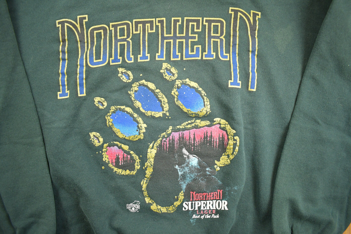 Vintage 1990s Northern Superior Lager 'Best Of The Pack' Crewneck Sweatshirt / 90s Crewneck / Streetwear / Beer Sweatshirt / Bear Sweatshirt