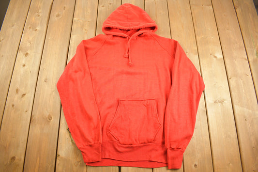 Vintage 1970s Sears The Mens Stone Red Blank Hoodie / 90s Hoodie / Vintage Sweater / Color Block / Front Pocket /