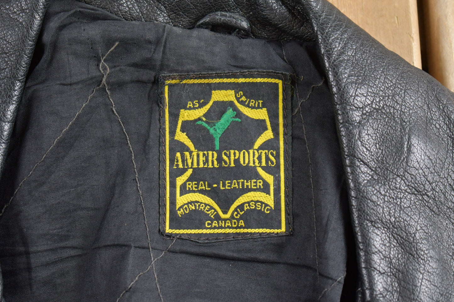 Vintage 1980s Amer Sports Leather Biker Jacket / Motorcycle Jacket / Leather Coat / Vintage Biker Jacket / Heavy Weight