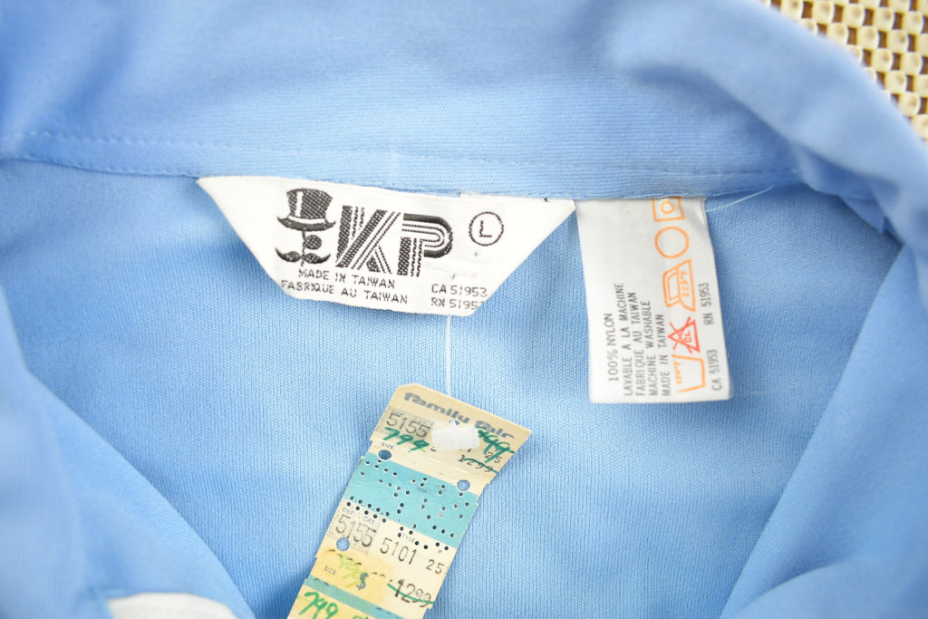 Vintage 1970s KP Spear Collar Zip Up Shirt Light Jacket Striped Cuffs