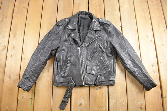 Vintage 1990s Leather Biker Jacket / Motorcycle Jacket / Leather Coat / Vintage Biker Jacket / Heavy Weight /