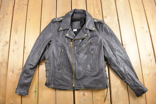 Vintage 1970s Branded Garments Leather Biker Jacket / Motorcycle Jacket / Leather Coat / Vintage Biker Jacket / Heavy Weight /