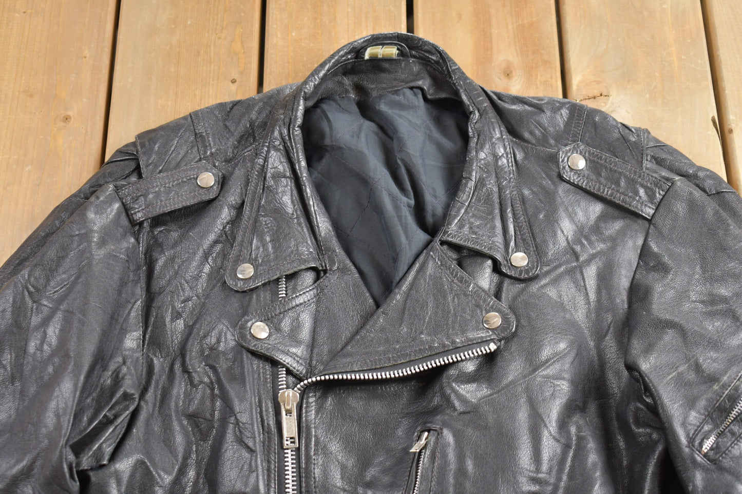 Vintage 1980s Leather Biker Jacket / Motorcycle Jacket / Leather Coat / Vintage Biker Jacket / Heavy Weight