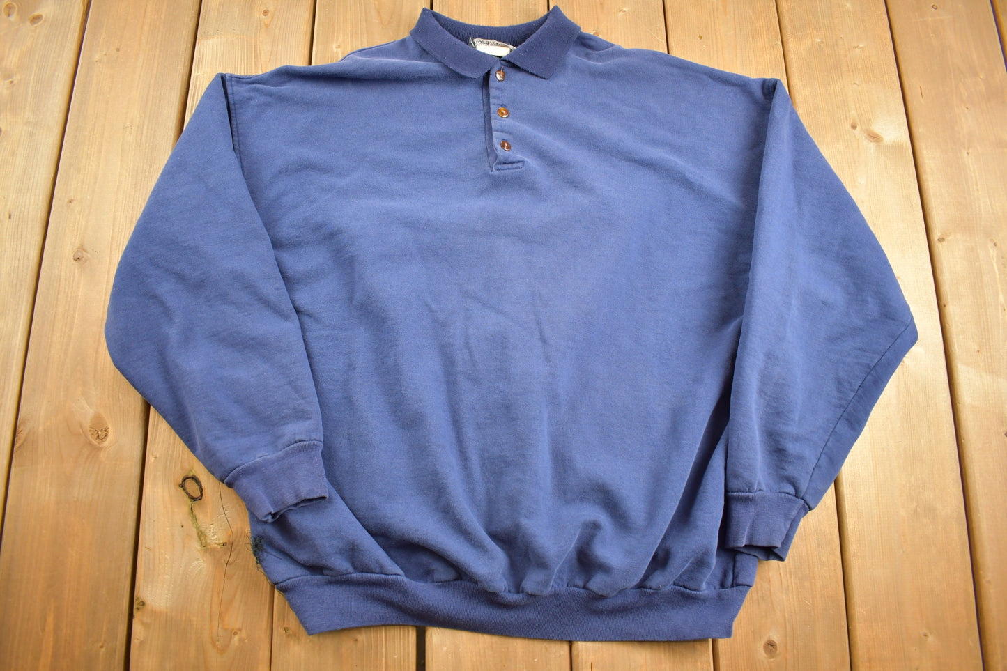 Vintage 1990s Blank North Country Eaton 100% Cotton Collared Sweatshirt / 90s Crewneck / Made In USA / Essential / Streetwear / 90s Blank