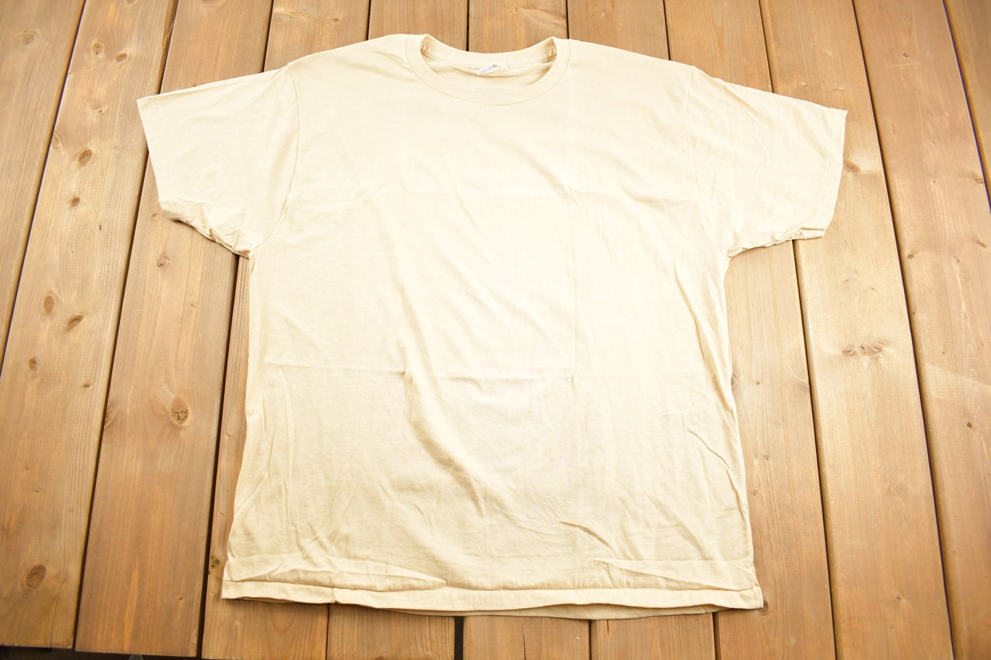 Vintage 1980s Harvey Woods Beige T-Shirt / Graphic / 80s / 90s / Streetwear / Retro Style / Single Stitch / Made In Canada /