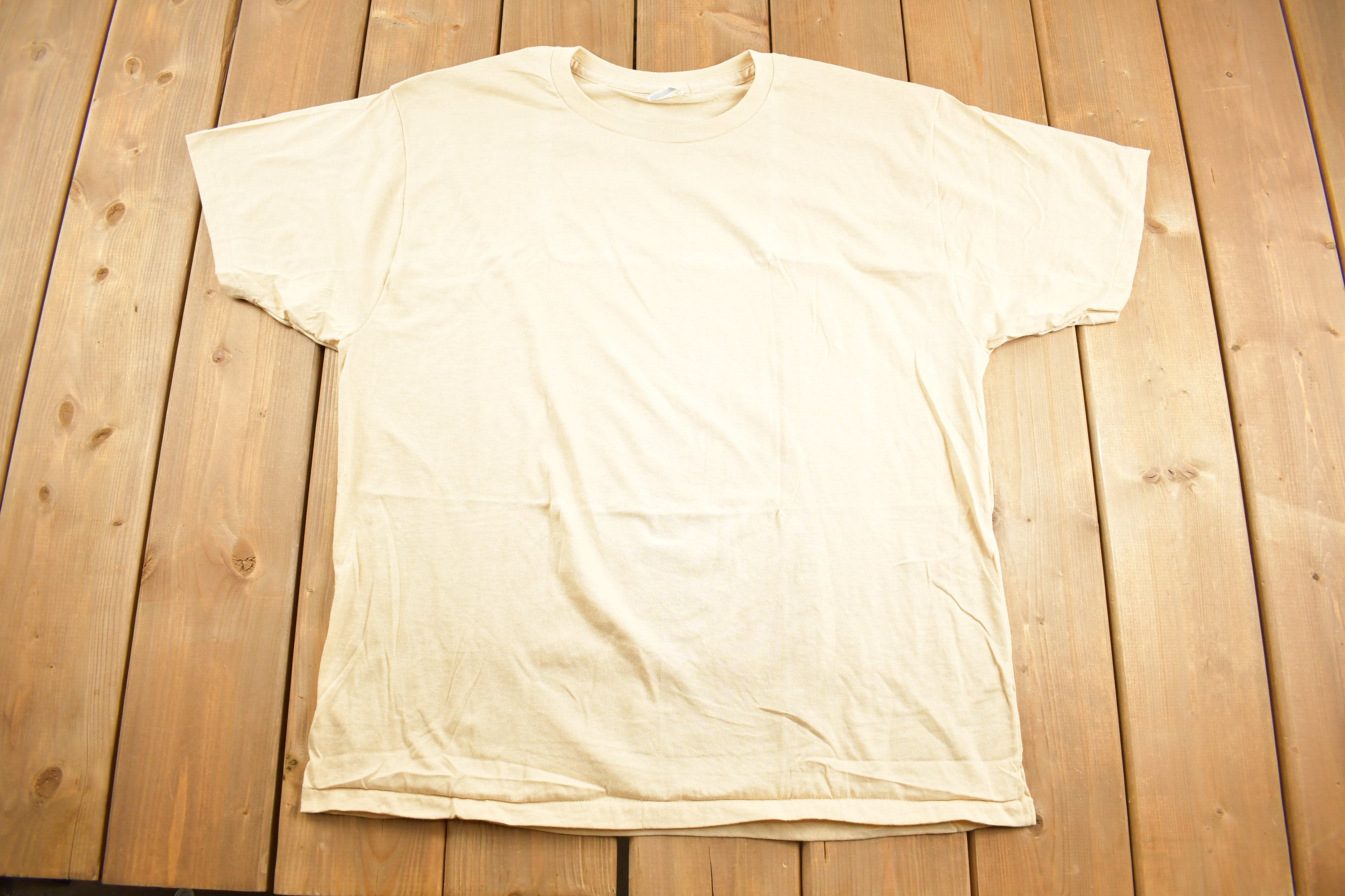Vintage 1980s Harvey Woods Beige T-Shirt