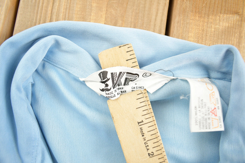 Vintage 1970s KP Spear Collar Zip Up Shirt Light Jacket Striped Cuffs