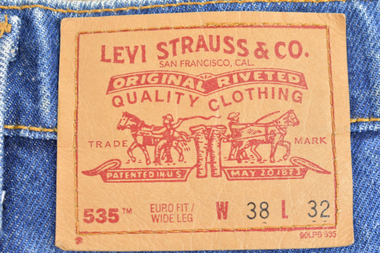 Vintage 1990s Levi's 535 Euro Fit Wide Leg Denim Jeans Size  38 x 33 / Mid Wash / Vintage Denim / Made in Canada / Jeans / Red Tab