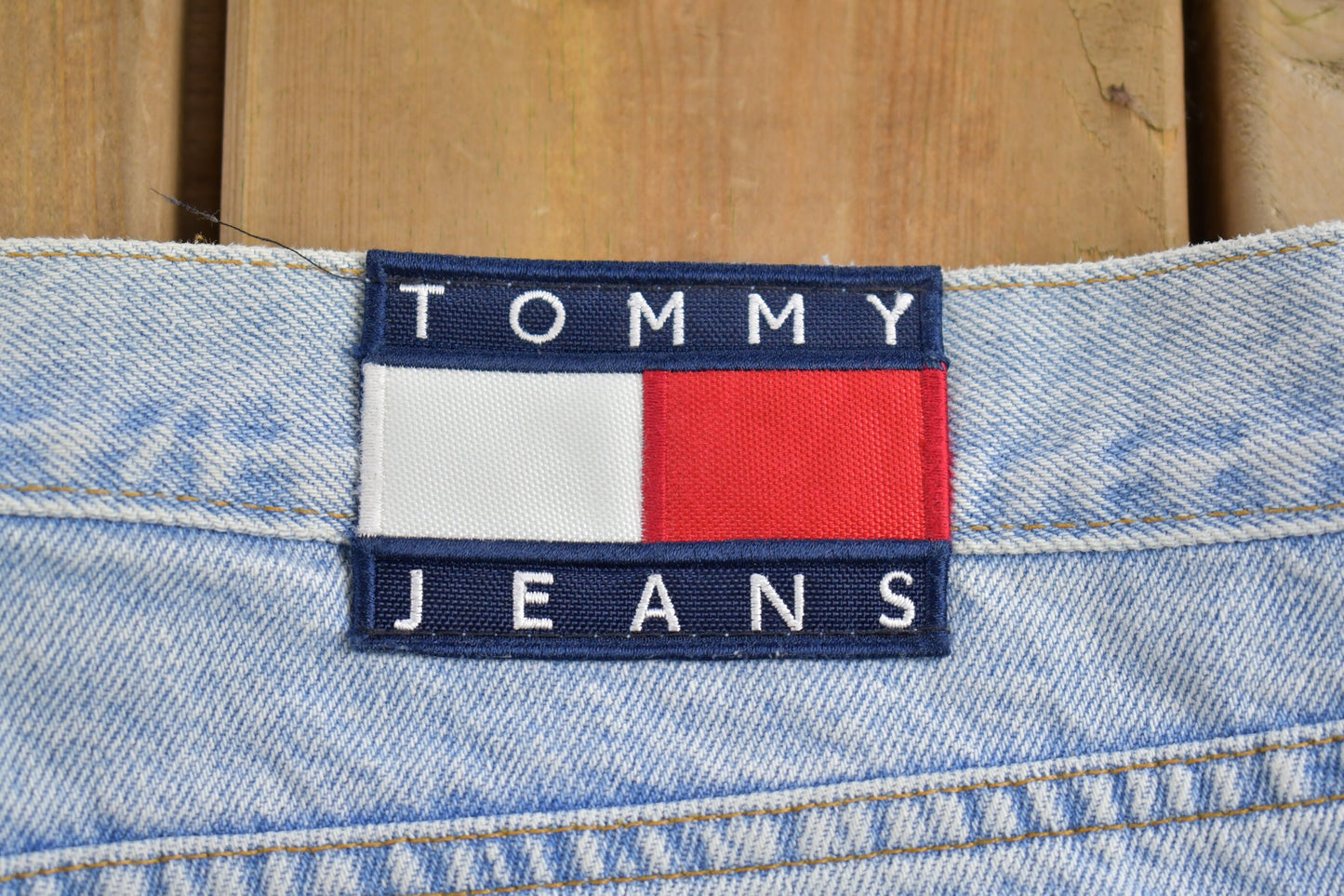 Vintage 1990's Tommy Hilfiger Jeans Size 38 x 33.5 / American Vintage / Streetwear Fashion / Vintage Pants / Flag / Big Logo