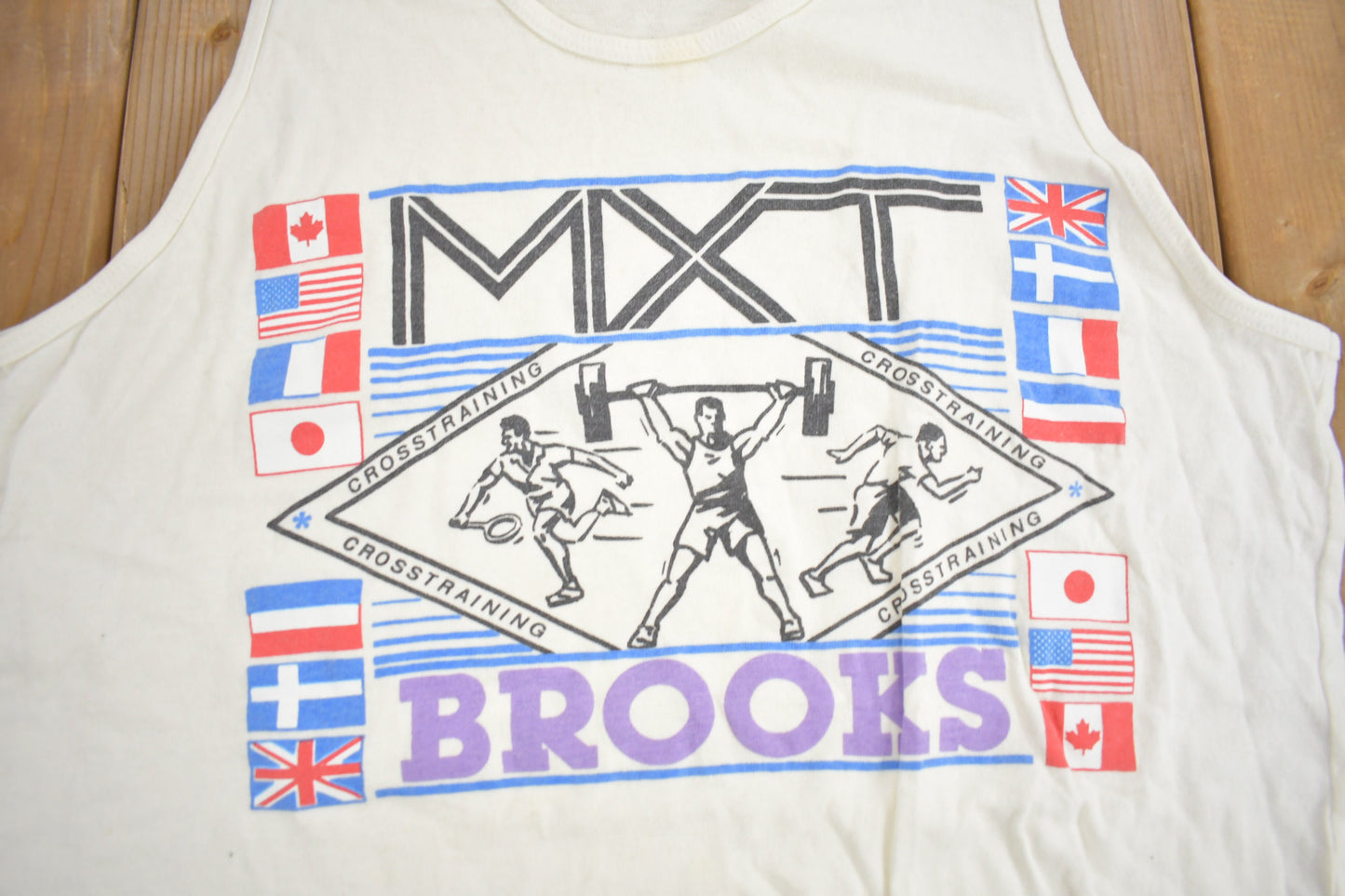 Vintage 1990s MXT Brooks Cross Training Graphic Tank Top Shirt / Vintage T Shirt / Streetwear / Graphic Tee / Single Stitch / Made In Canada