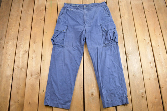 Vintage 1990's Polo Cargo Pants Size 38 x 31.5 / Vintage Polo By Ralph Lauren / Vintage Cargos / Streetwear Fashion / Blue Cargo Pants