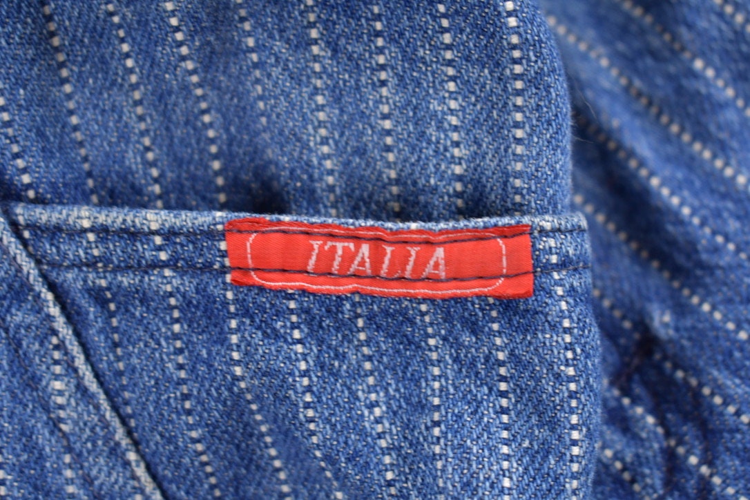 Vintage 1980s Italia Striped Denim Jeans Size 28 x 26 / 80s Jeans / Vintage Denim / Streetwear / Vintage Pants / 80s Clothing