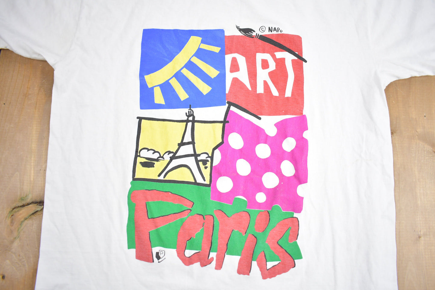 Vintage 1990s Paris Art Graphic T Shirt / Vintage T Shirt / Streetwear / Graphic Tee / Single Stitch / Vintage Art Tee