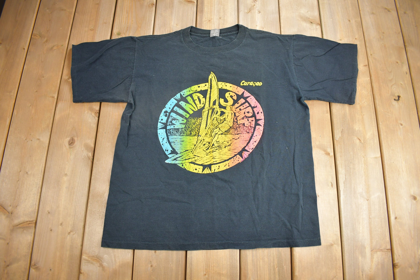 Vintage 1990s Curaçao Wind Surf Souvenir T Shirt / Streetwear / Made In USA / Vacation Tee / Travel T Shirt