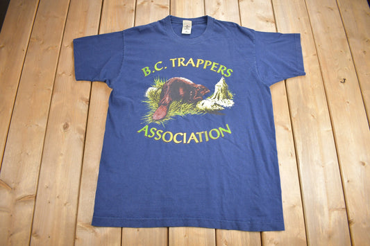 Vintage 1990s B.C. Trappers Association Graphic T Shirt / Vintage T Shirt / Streetwear / Graphic Tee / Single Stitch / Made In Canada