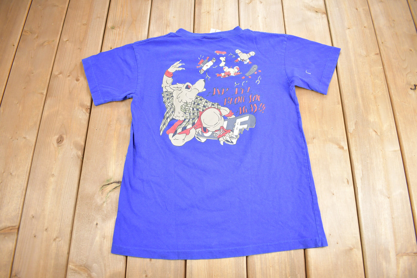 Vintage 1990s Skateboarding Wolf Graphic T Shirt / Northern Getaway / Streetwear / Graphic Tee / Single Stitch / Made In Canada