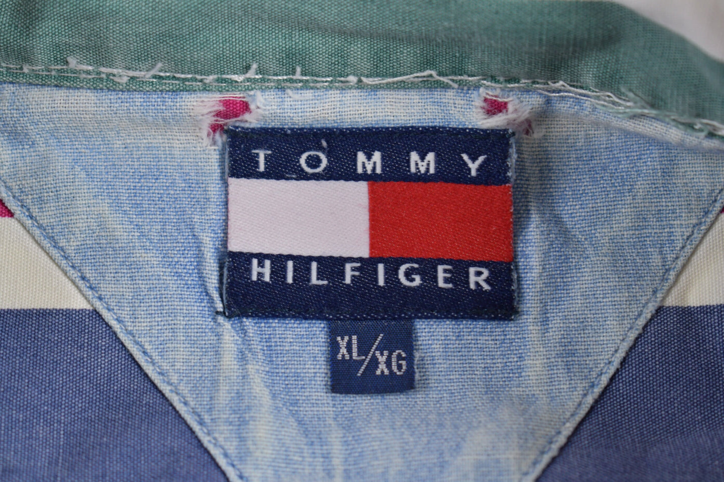 Vintage 1990s Tommy Hilfiger Striped Short Sleeve Button Up Shirt / 1990s Button Up / Vintage Tommy / Casual Wear / Workwear / 90s Style