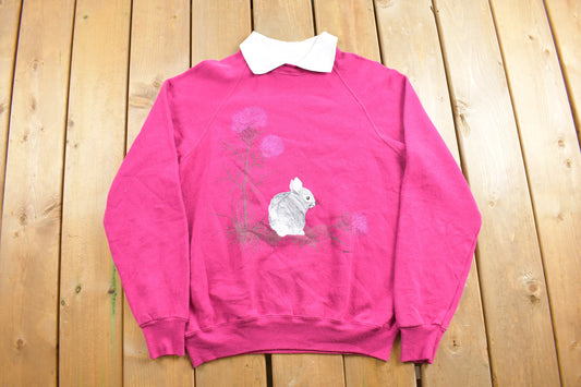 Vintage 1990's Cute Rabbit Crewneck / 90s Crewneck / Nature / Animals / Vintage Sweatshirt / Bunny / Made In USA / Pullover Sweatshirt