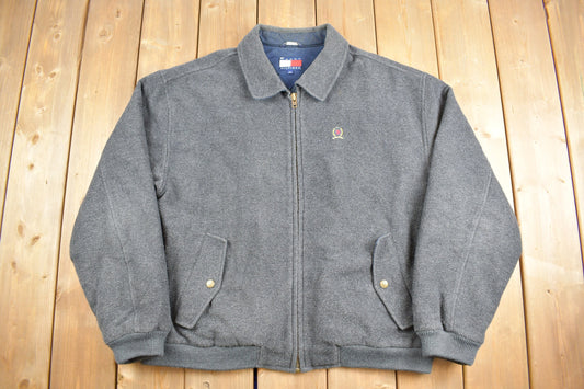 Vintage 1990s Tommy Hilfiger Embroidered Fleece Jacket / Tommy Hilfiger / Athletic Spring Summer Sportswear / Streetwear / Canvas Jacket