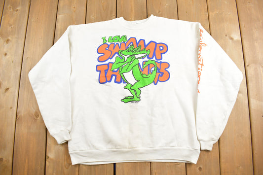 Vintage 1990s I Love Swamp Things Crewneck Sweatshirt / 90s Crewneck / Made In USA / Streetwear / Crocodile / Exploration