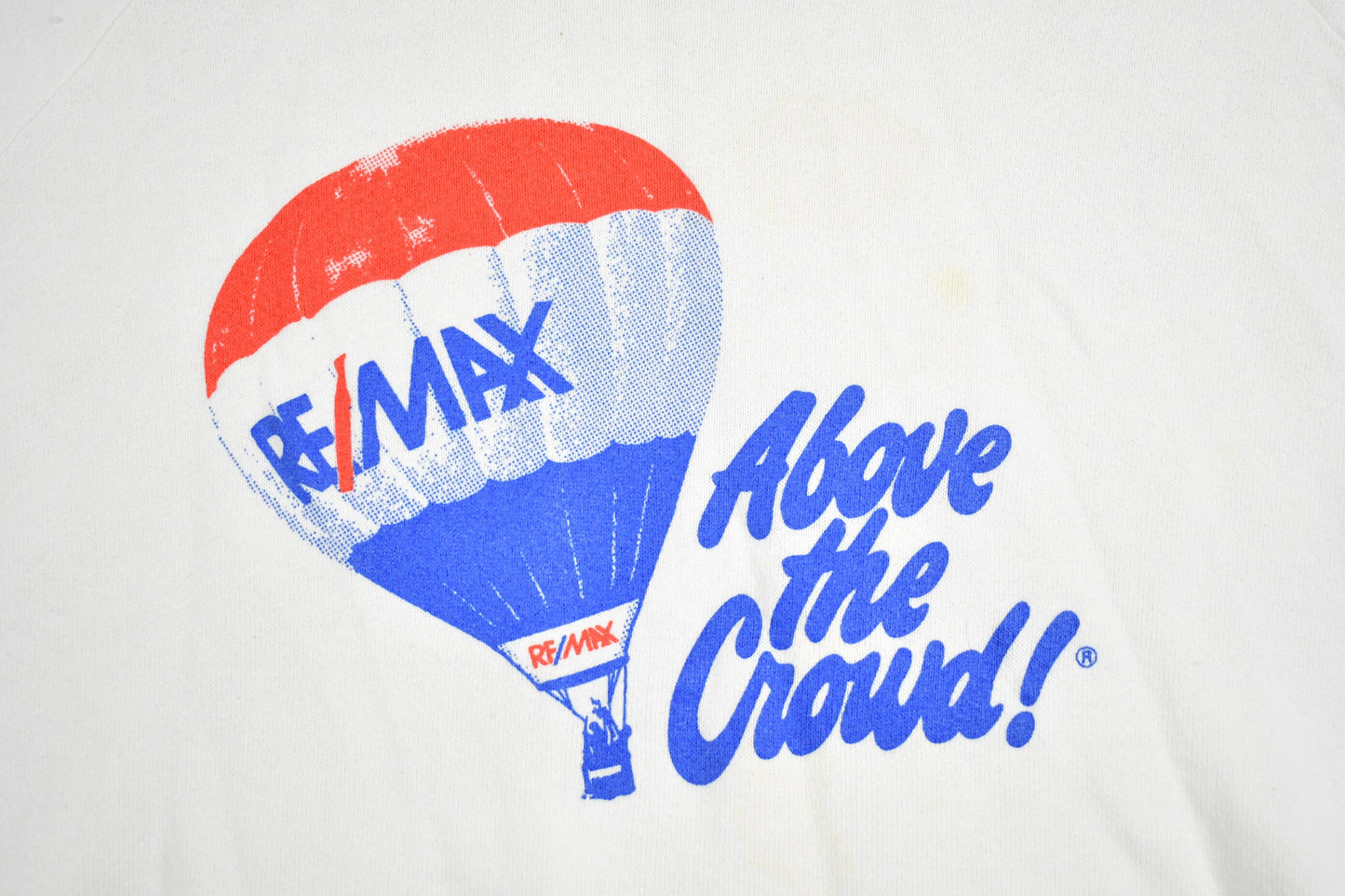 Vintage 1980s Remax Above The Clouds Crewneck Sweatshirt / Raglan / 90s Crewneck / Made In USA / Streetwear /