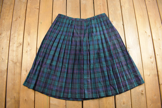 Vintage 1980s Alfred Dunner Tartan Plaid Skirt Size 38 x 29 / 80s Pleated Skirt / Vintage Skirt / Made In USA / Pleats