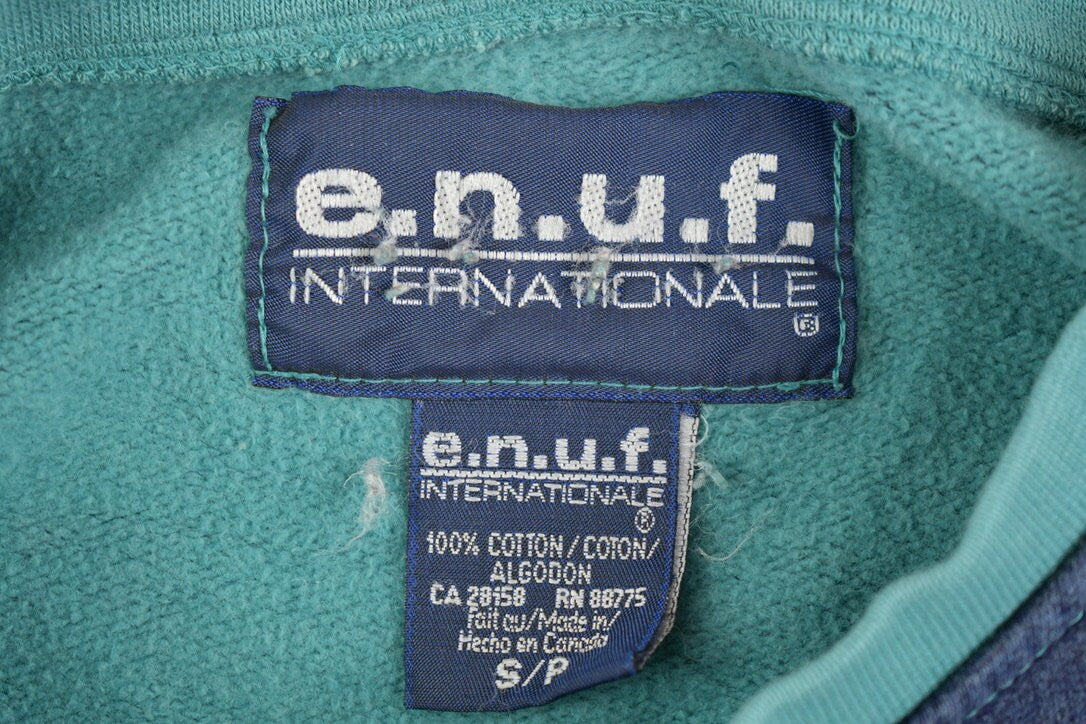 Vintage 1990s Enuf Internationale Graphic Crewneck Sweatshirt / 90s Crewneck / Made In Canada / Striped Crewneck / Streetwear