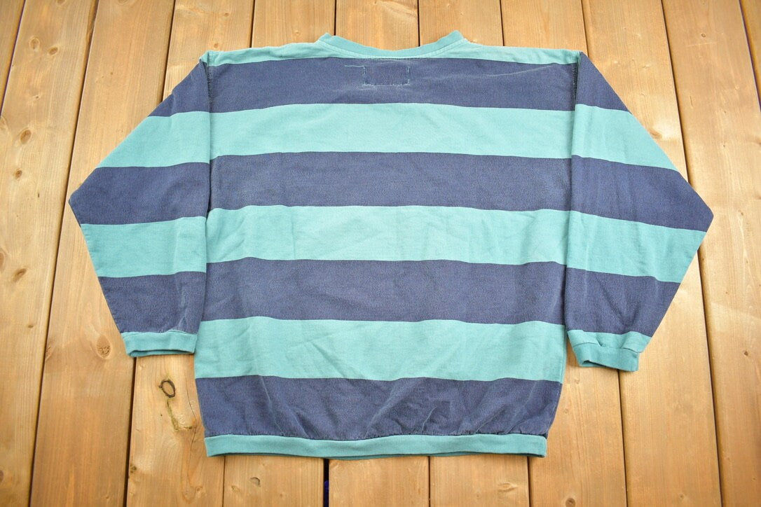 Vintage 1990s Enuf Internationale Graphic Crewneck Sweatshirt / 90s Crewneck / Made In Canada / Striped Crewneck / Streetwear