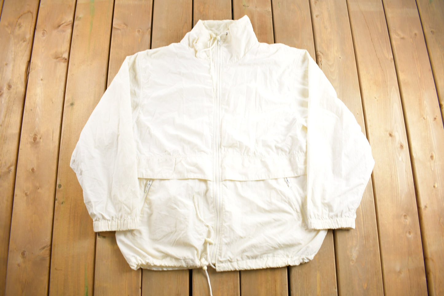 Vintage 1990s Eddie Bauer Women's Windbreaker Jacket / White Windbreaker / Outdoorsman / Made In USA