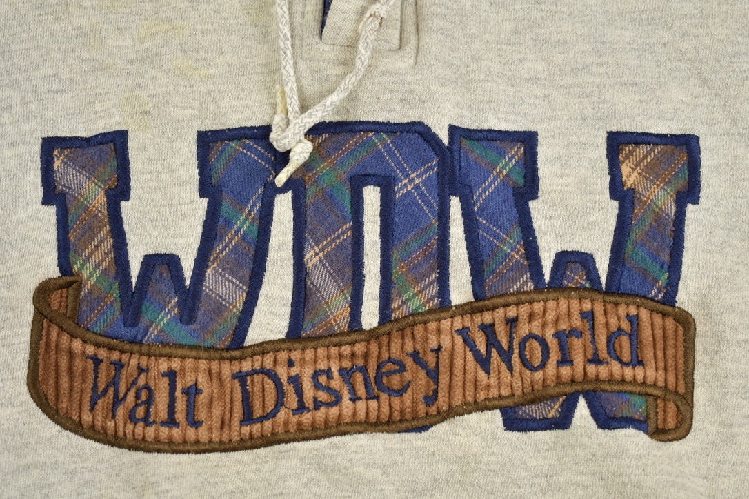 Vintage 1990s Walt Disney World Embroidered Hoodie / Mickey Mouse / Minnie Mouse / Walt Disney World / Embroidered Hoodie / 90s