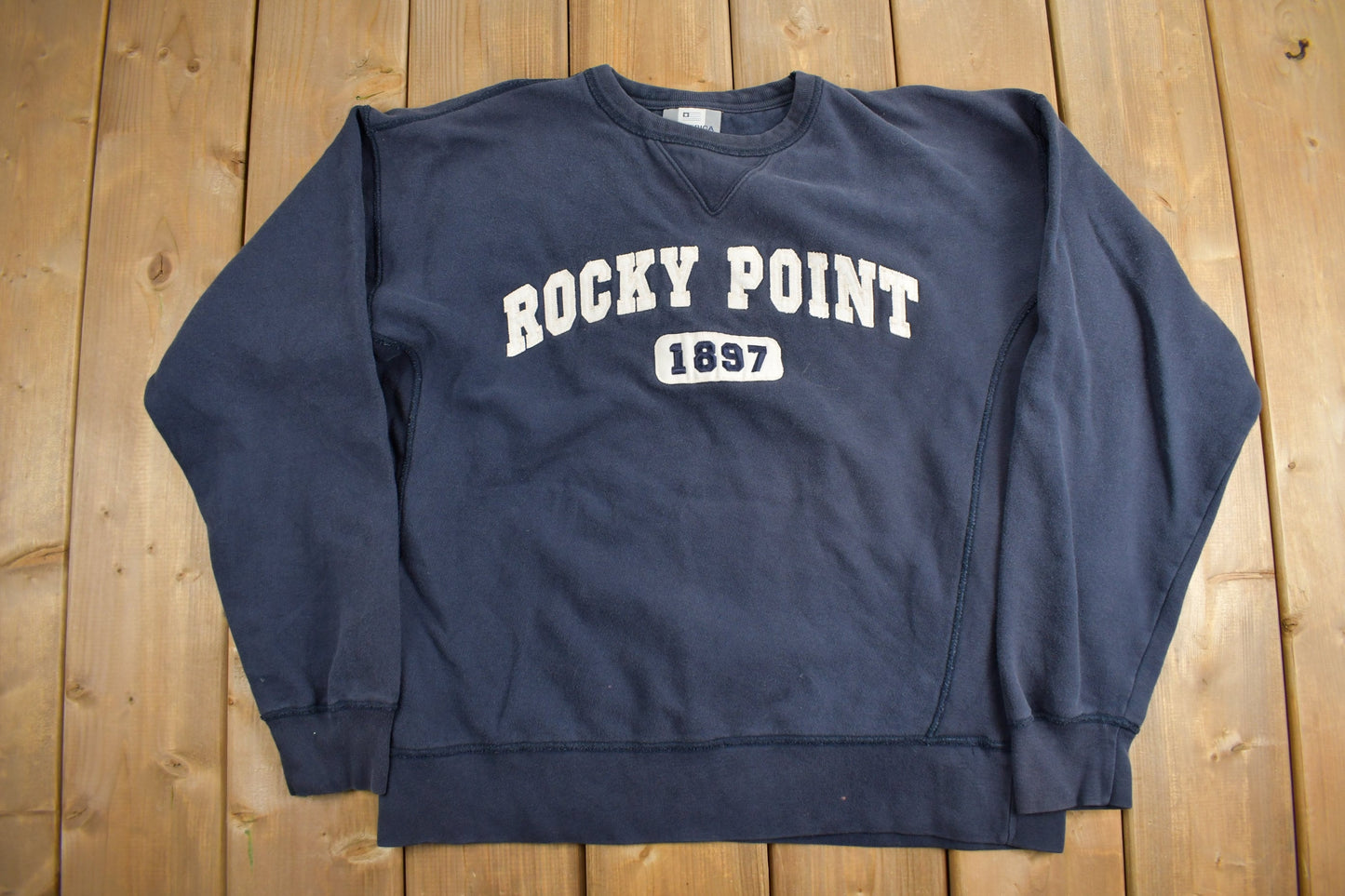 Vintage 1990s Rocky Point J. America Crewneck Sweatshirt / 90s Crewneck / Made In USA / Streetwear / Embroidered /