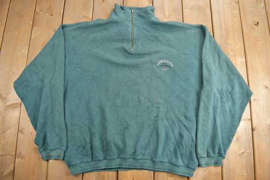 Vintage 1990s Tommy Bahama Swordfish Embroidered Quarter Zip Sweatshirt / 90s Crewneck / Streetwear / Embroidered / Tommy Bahama Relax /