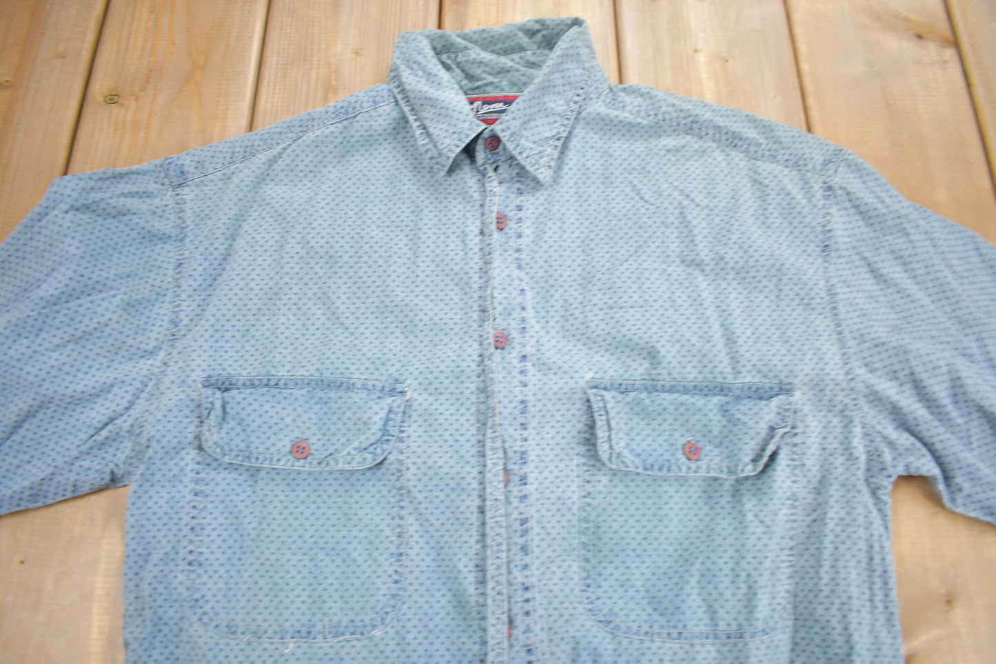 Vintage 1990s Cover Dotted Button Up Shirt / Union Made / Outdoorsman / Hiking Shirt
