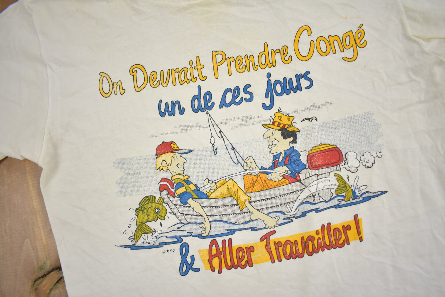 Vintage 1990s Fishing Graphic T Shirt / Vintage T Shirt / Streetwear / Graphic Tee / Single Stitch / Made In Canada