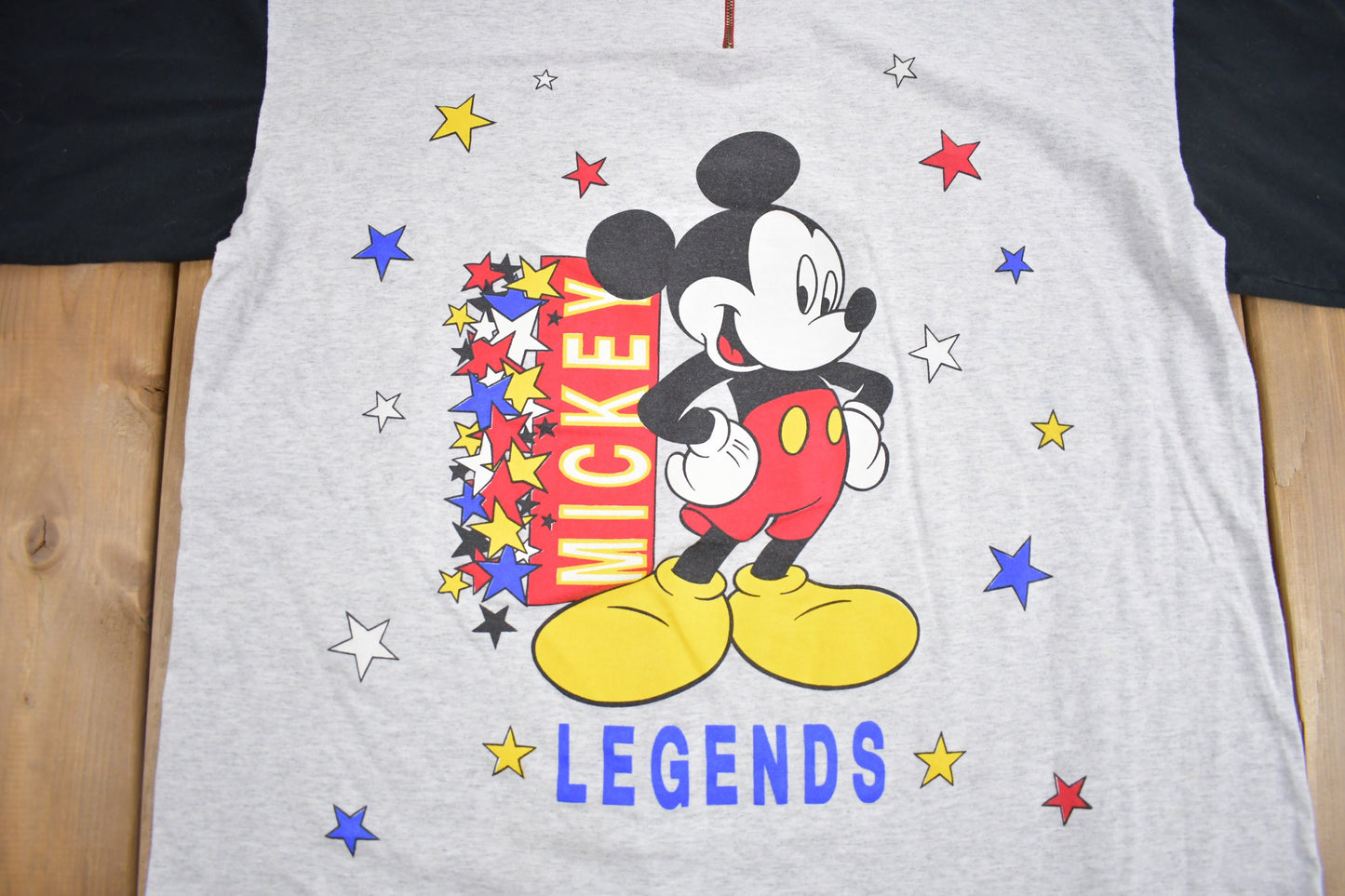 Vintage 1990s Mickey Legends Collared Long Sleeve Shirt / 90s Graphic Tee / Vintage Mickey Mouse / Made In USA / 90s Disney Tee